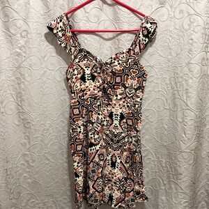 Xhilaration Black and Brown Patterned Mini Dress